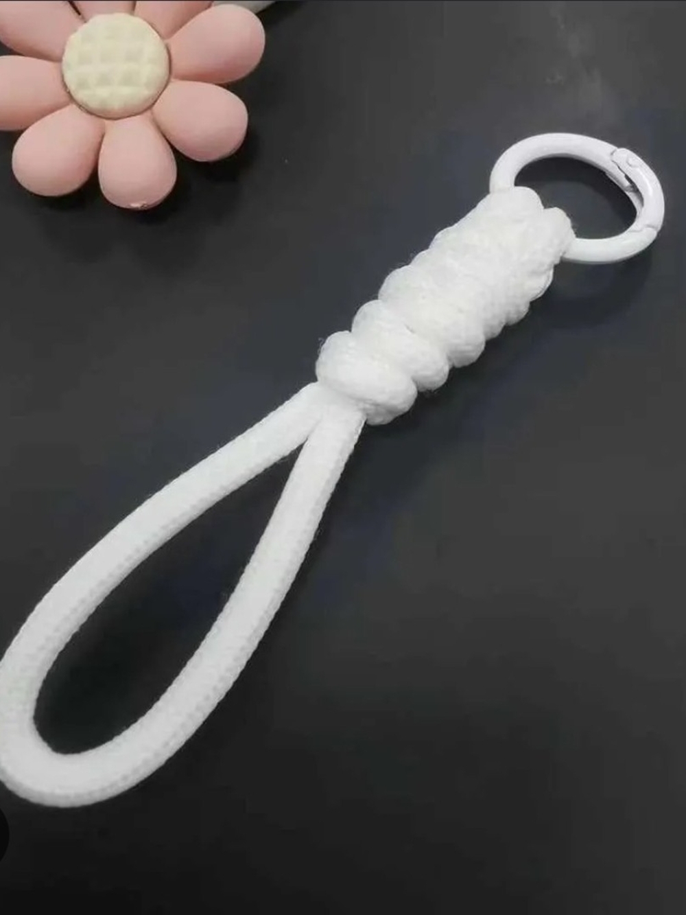 White Braided Paracord Keychain/ Bag Charm/ Phone Strap Lanyard BNIB